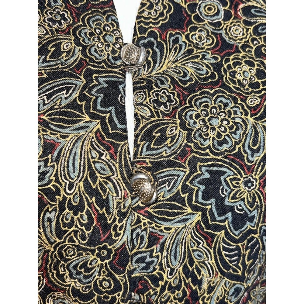 Vintage Quilted Cropped Jacket Black Gold Floral Paisley Tapestry Size 6 - Picture 5 of 12